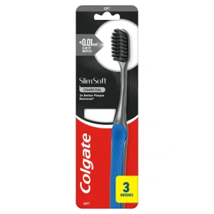 Colgate Slim Soft Charcoal Zubní kartáček měkký multipack 3 ks